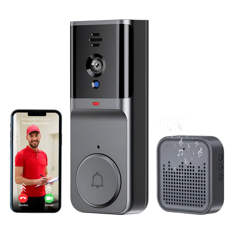 trenzu Smart WiFi Video Doorbell | Calling Ring Door Bell Wireless | Two-Way Audio, HD Resolution, Night Vision, Motion Detection, Long Battery Life, App Control, Front Door Bell with Camera - Black