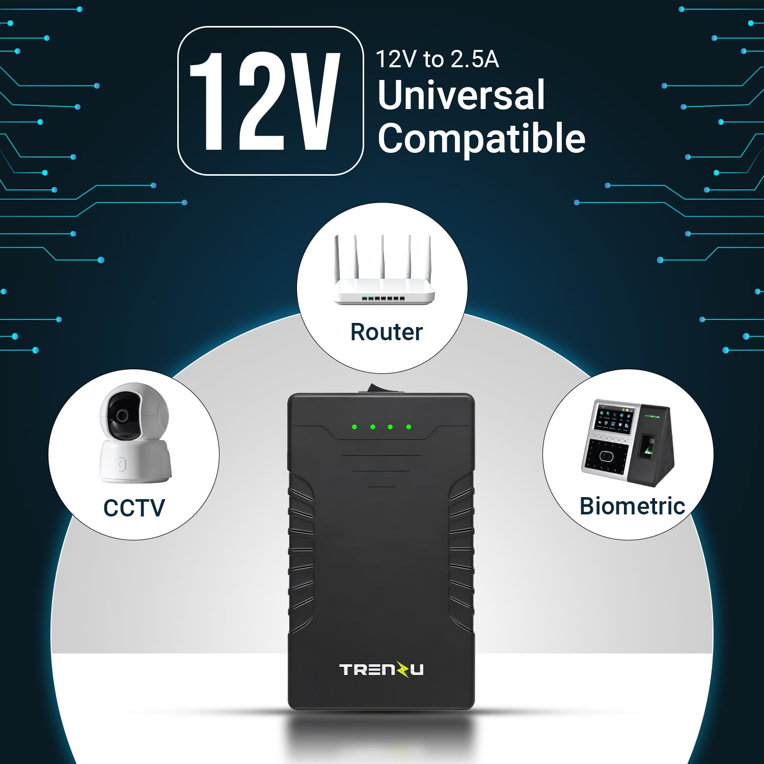 Trenzu WiFi UPS Power Backup Upto 14hrs 12V-2A, Universal Combability,  All Routers, CCTV Camera, Jio Fiber, Modem, Setup Box 6000mah Battery, 12 