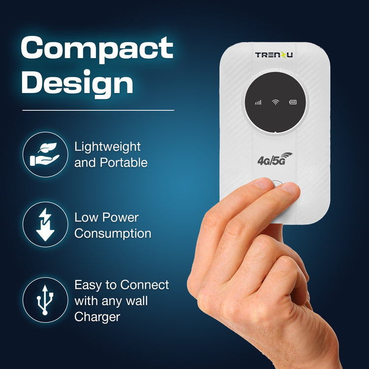 Trenzu 4G LTE Portable WiFi Hotspot Device | Pocket WiFi Dongle 5G/4G All Sim Support | Upto 150Mbps, 2100mAh Battery | Plug & Play Wireless Data Card WiFi Dongle with Sim Slot for Laptop & Travel