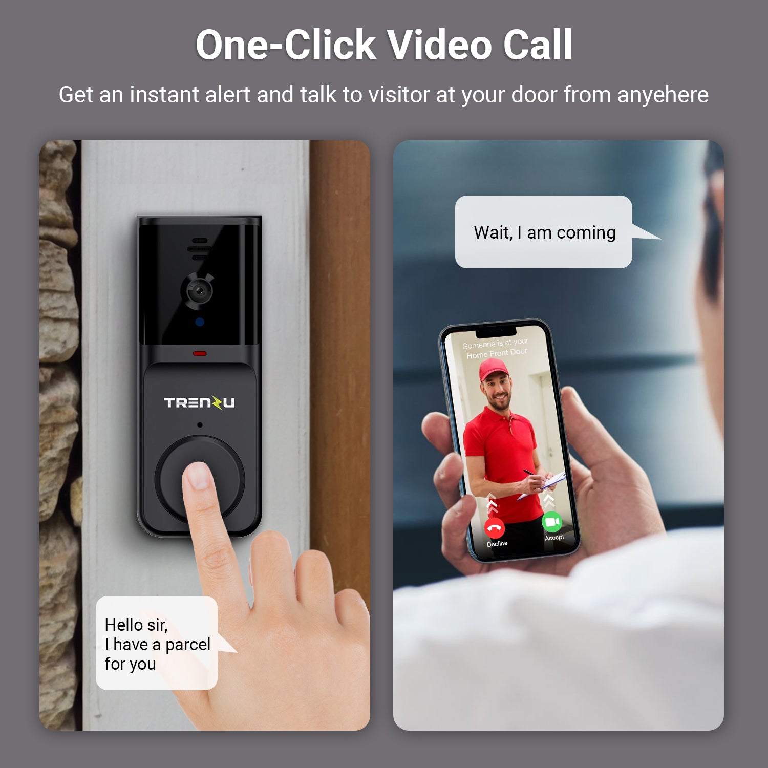 Smart WiFi Video Doorbell | Calling Ring Door Bell Wireless | Two-Way Calling | Night Vision, Motion Detection, App Control
