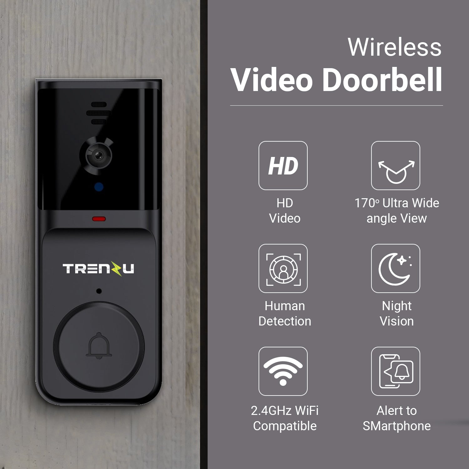 Smart WiFi Video Doorbell | Calling Ring Door Bell Wireless | Two-Way Calling | Night Vision, Motion Detection, App Control