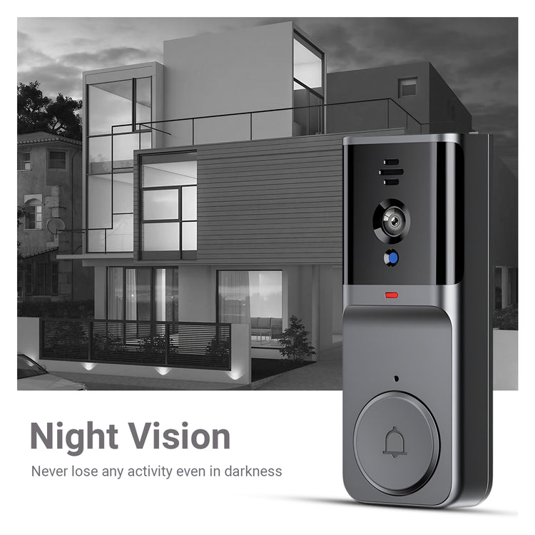 trenzu Smart WiFi Video Doorbell | Calling Ring Door Bell Wireless | Two-Way Audio, HD Resolution, Night Vision, Motion Detection, Long Battery Life, App Control, Front Door Bell with Camera - Black